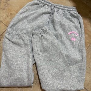 Kids Gray Sweatpants with Pink Logo